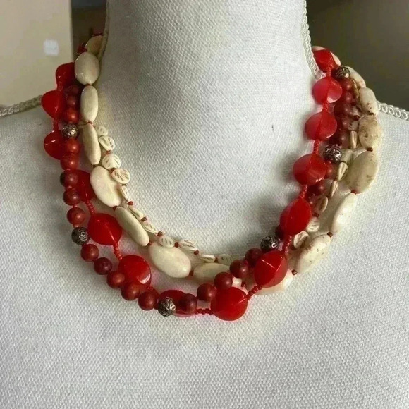 Necklace multiple layers beaded Bohemian - Picture 1 of 3